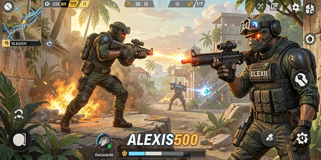 Gameplay ALEXIS500 menampilkan pertempuran seru dalam mode TPS.