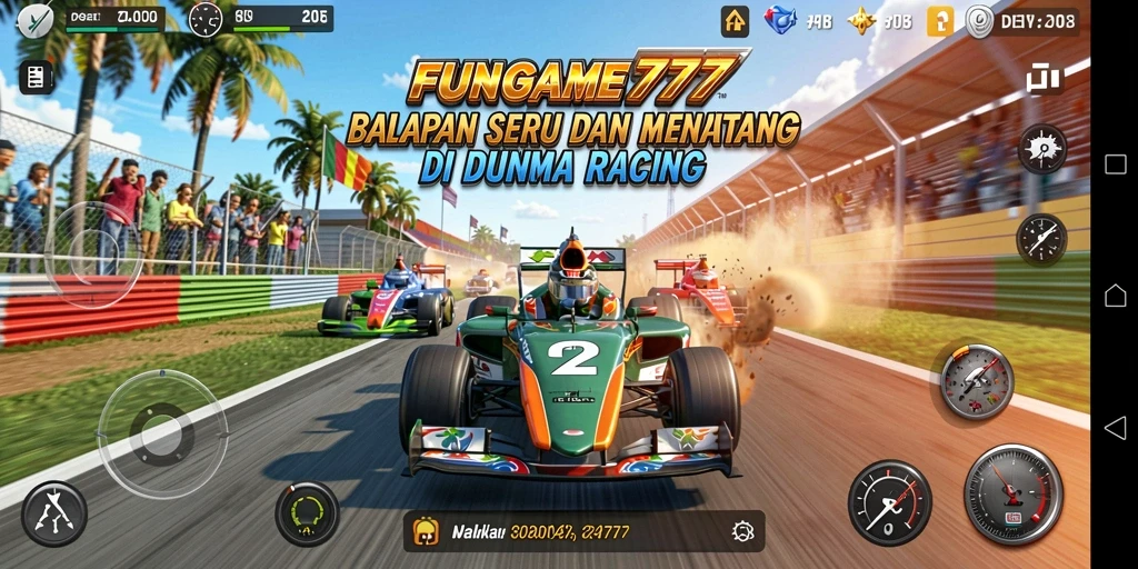 Tampilan aksi balapan seru dalam FUNGAME777 yang memukau.
