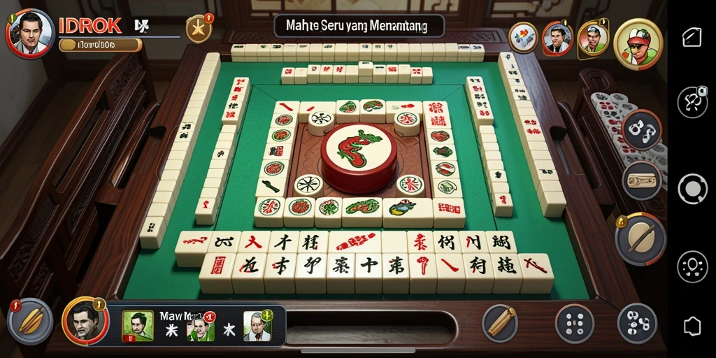 Tampilan gameplay seru dalam permainan Mahjong IDROK.