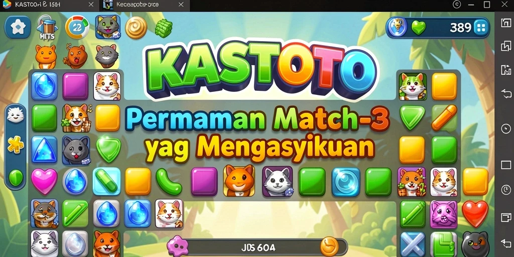 Tampilan gameplay KASTOTO dengan elemen Match-3 yang seru.