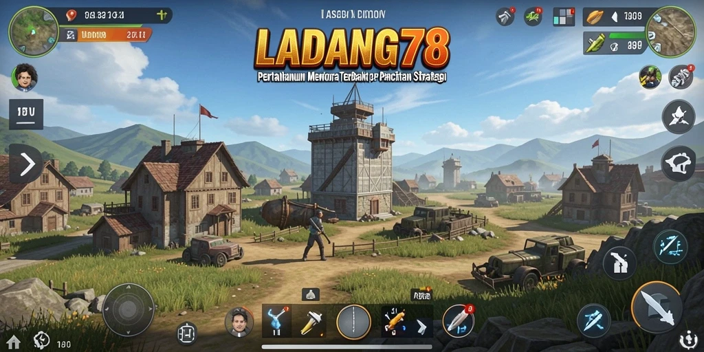 Tampilan gameplay menara pertahanan yang dinamis di LADANG78.