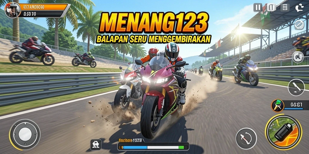 Tangkapan layar dari gameplay balapan motor yang mendebarkan.