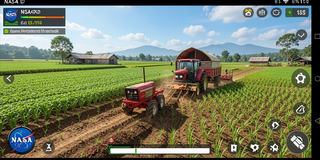Screenshot gameplay NASA4D menampilkan aktivitas bercocok tanam yang menarik.