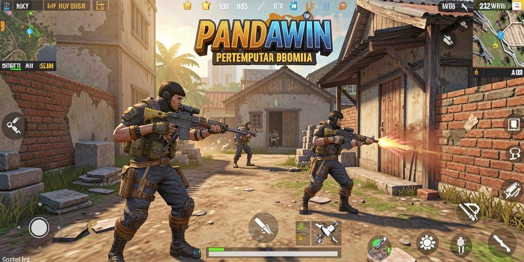Screenshot gameplay <strong>PANDAWIN</strong> menampilkan aksi seru di arena Battle Royale.
