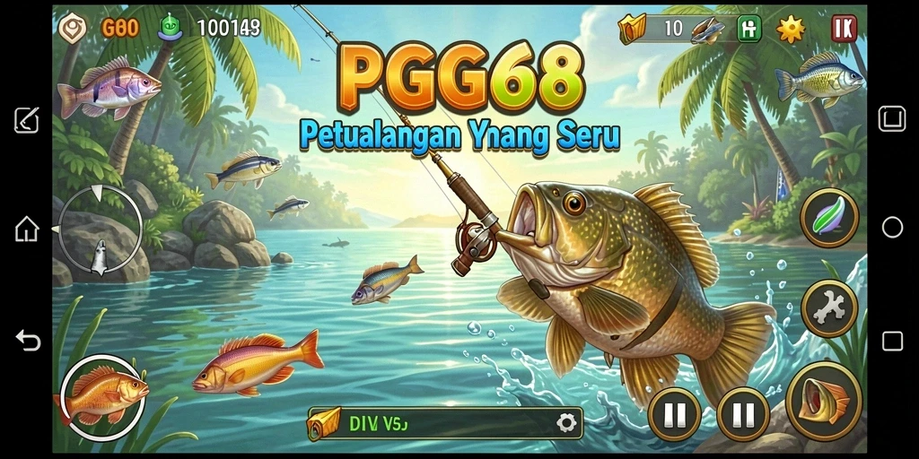 Screenshot PGG68 menampilkan aksi memancing yang mendebarkan dan lokasi yang indah.