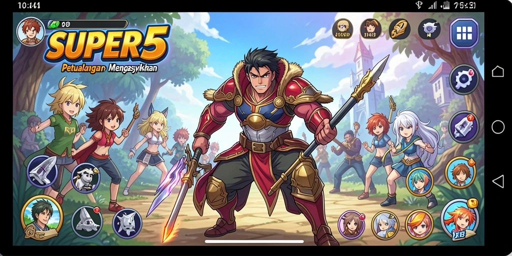 Tampilan menarik dari gameplay Anime di SUPER5.